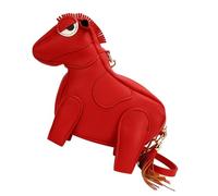Fashionable PU Leather Single Shoulder Crossbody Bag, Adjustable Strap Small Horse Purses for Essential Single Shoulder Bag, Red, Mass Beauty