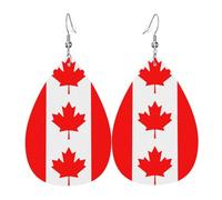 Fashionable PVC silver-plated leather earrings, suitable for festival parties or personal useCanadian flag