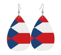 Fashionable PVC silver-plated leather earrings, suitable for festival parties or personal useFlag of the Czech Republic