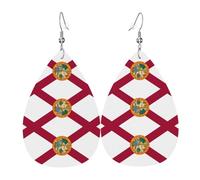 Fashionable PVC silver-plated leather earrings, suitable for festival parties or personal useFlag of Florida