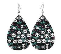 Fashionable PVC silver-plated leather earrings, suitable for festival parties or personal usePanda cute face