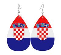 Fashionable PVC silver-plated leather earrings, suitable for festival parties or personal useRepublic of Croatia flag, One Size, Silver Copper Leather, No Gemstone