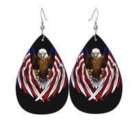 Fashionable PVC silver-plated leather earrings, suitable for festival parties or personal useUSA Flag Patriotic Eagle