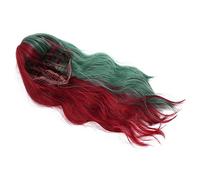 Fashionable Red Green Long Curly Wig with Bangs 66cm, Suitable for Cosplay and Parties