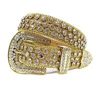 Fashionable Rhinestone Belts for Men and Women Shiny Crystals and Diamonds Inlaid Design Leather Diamond Belt Jeans, Gold, S: fits pants size 28-30