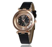 Fashionable Rolling Sand Watch Ultra-Thin Quartz Women's Light Luxury Clock Gift Watches(Black)