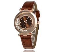 Fashionable Rolling Sand Watch Ultra-Thin Quartz Women's Light Luxury Clock Gift Watches(Brown)