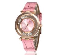 Fashionable Rolling Sand Watch Ultra-Thin Quartz Women's Light Luxury Clock Gift Watches(Light red)