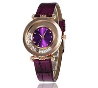 Fashionable Rolling Sand Watch Ultra-Thin Quartz Women's Light Luxury Clock Gift Watches(Plum red)