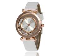 Fashionable Rolling Sand Watch Ultra-Thin Quartz Women's Light Luxury Clock Gift Watches(White)