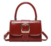 Fashionable Shoulder Bag Solid Color Crossbody Bags PU Leather Satchel Purse, Red, Bohemian