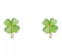 Fashionable Small Cats Eye Stone Clovers Earrings Trendy Exquisite Craftsmanship Ear Studs Accessories for Daily Wear