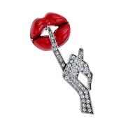 Fashionable Sophisticated Lips Suit Lapel Pin With Dripping Oil Designs Contrast Accessory For Party Supplies Costumes Retro Styles Pin
