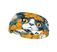 Fashionable sports decorative sweatband HJFCZH A Curious Cat Prints moisture wicking elastic suitable for cycling yoga running