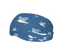 Fashionable sports decorative sweatband HJFCZH Airborne Seagulls Prints moisture wicking elastic suitable for cycling yoga running