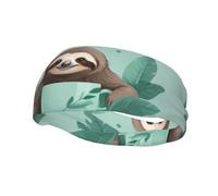 Fashionable sports decorative sweatband HJFCZH Animal Sloth Mint Green Prints moisture wicking elastic suitable for cycling yoga running