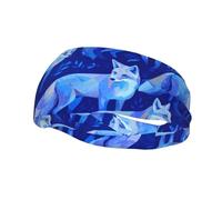 Fashionable sports decorative sweatband HJFCZH Beautiful Blue Fox Prints moisture wicking elastic suitable for cycling yoga running