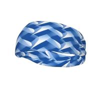 Fashionable sports decorative sweatband HJFCZH Blue And White Flag Prints moisture wicking elastic suitable for cycling yoga running