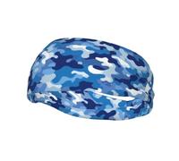 Fashionable sports decorative sweatband HJFCZH Blue Camouflage Prints moisture wicking elastic suitable for cycling yoga running
