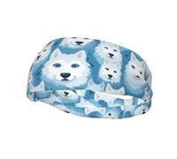 Fashionable sports decorative sweatband HJFCZH Blue Eyed White Husky Prints moisture wicking elastic suitable for cycling yoga running