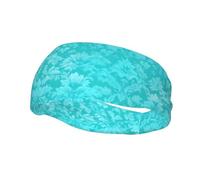 Fashionable sports decorative sweatband HJFCZH Bright Aqua Blue Prints moisture wicking elastic suitable for cycling yoga running