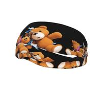 Fashionable sports decorative sweatband HJFCZH Broken bear toys Prints moisture wicking elastic suitable for cycling yoga running