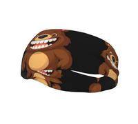 Fashionable sports decorative sweatband HJFCZH Cartoon bear with huge teeth Prints moisture wicking elastic suitable for cycling yoga running