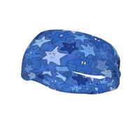Fashionable sports decorative sweatband HJFCZH Cartoon Blue Star Prints moisture wicking elastic suitable for cycling yoga running