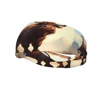 Fashionable sports decorative sweatband HJFCZH Cartoon Bull Prints moisture wicking elastic suitable for cycling yoga running