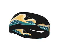 Fashionable sports decorative sweatband HJFCZH Cartoon waves rolled up Prints moisture wicking elastic suitable for cycling yoga running