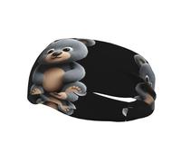 Fashionable sports decorative sweatband HJFCZH Cute little grizzly bear Prints moisture wicking elastic suitable for cycling yoga running