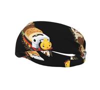Fashionable sports decorative sweatband HJFCZH Dessert animals on the train Prints moisture wicking elastic suitable for cycling yoga running