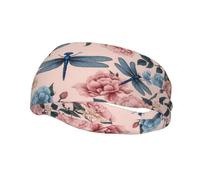 Fashionable sports decorative sweatband HJFCZH Flowers And Blue Dragonflies Prints moisture wicking elastic suitable for cycling yoga running