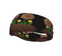 Fashionable sports decorative sweatband HJFCZH Flowers planted in cow dung Prints moisture wicking elastic suitable for cycling yoga running