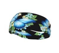 Fashionable sports decorative sweatband HJFCZH Fluorescent butterfly in the flowers Prints moisture wicking elastic suitable for cycling yoga running