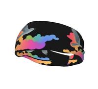 Fashionable sports decorative sweatband HJFCZH Flying doves among colorful clouds Prints moisture wicking elastic suitable for cycling yoga running
