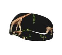 Fashionable sports decorative sweatband HJFCZH Giraffe eating grass Prints moisture wicking elastic suitable for cycling yoga running