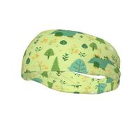 Fashionable sports decorative sweatband HJFCZH Green Dinosaur Prints moisture wicking elastic suitable for cycling yoga running