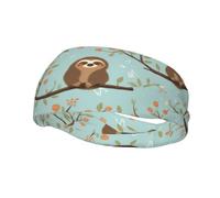 Fashionable sports decorative sweatband HJFCZH lazy cute sloth hanging the branches Prints moisture wicking elastic suitable for cycling yoga running