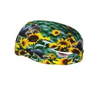 Fashionable sports decorative sweatband HJFCZH Squirrel eating sunf Prints moisture wicking elastic suitable for cycling yoga running