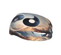 Fashionable sports decorative sweatband HJFCZH Yin Yang Sky Prints moisture wicking elastic suitable for cycling yoga running