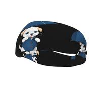 Fashionable sports decorative sweatband Puppy holding an umbrella Printing moisture wicking elastic suitable for cycling yoga running