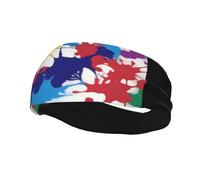Fashionable sports decorative sweatband QQOUPP abstract paint splat Printed moisture wicking elastic suitable for cycling yoga running