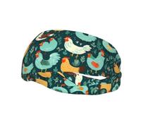 Fashionable sports decorative sweatband QQOUPP Backyard Chickens Printed moisture wicking elastic suitable for cycling yoga running