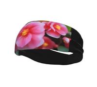 Fashionable sports decorative sweatband QQOUPP Begonia in Bloom Printed moisture wicking elastic suitable for cycling yoga running