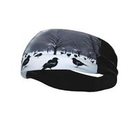 Fashionable sports decorative sweatband QQOUPP Birds in the park on a snowy day Printed moisture wicking elastic suitable for cycling yoga running