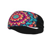 Fashionable sports decorative sweatband QQOUPP Boho Mandala Colorful Flowers Printed moisture wicking elastic suitable for cycling yoga running