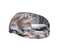 Fashionable sports decorative sweatband QQOUPP Canada Lynx Printed moisture wicking elastic suitable for cycling yoga running