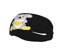 Fashionable sports decorative sweatband QQOUPP Koala eating potato chips Printed moisture wicking elastic suitable for cycling yoga running