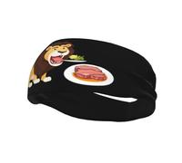 Fashionable sports decorative sweatband QQOUPP Lion eating steak Printed moisture wicking elastic suitable for cycling yoga running